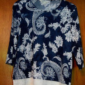 Tantrums Top with Lace Bottom, Navy and White, size S